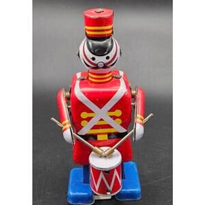 MS 250 Tin Wind-up Drumming Soldier Toy - Vintage Style Litho - Untested